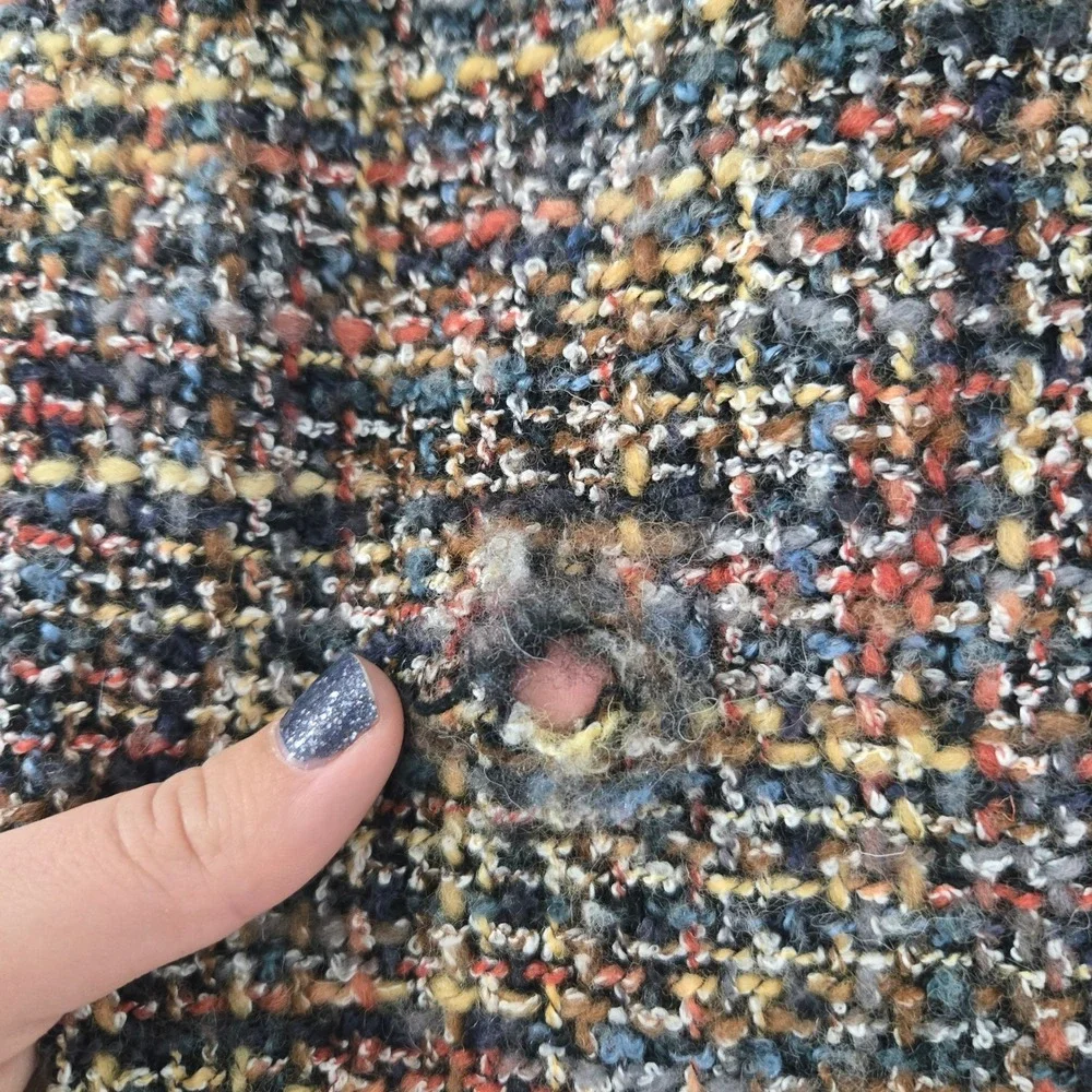 Double D Ranch Wool Blend Tweed Scarf Multi Color Fringed Made in USA